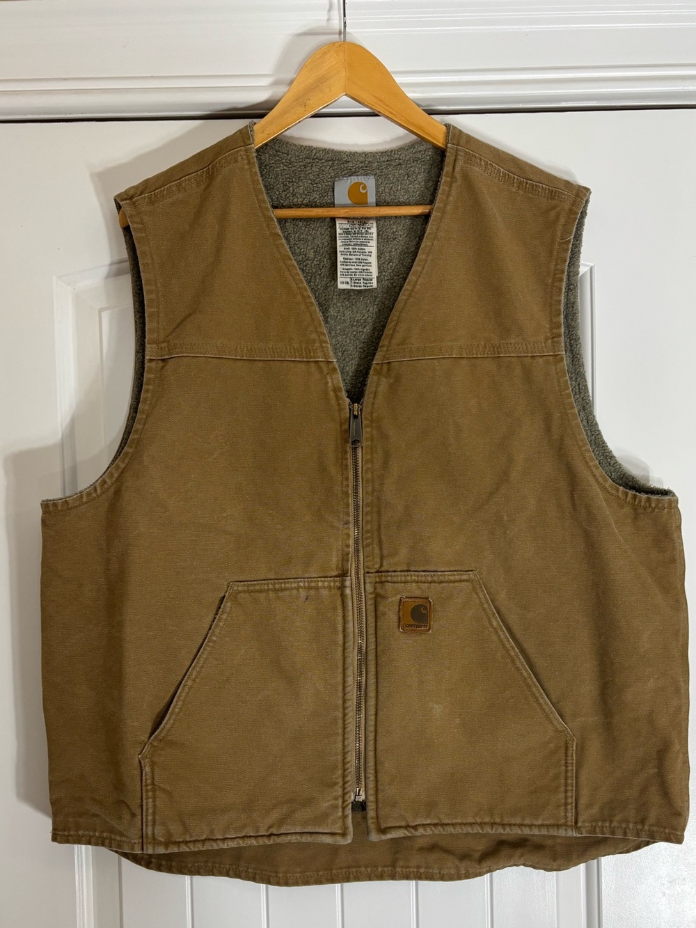 Carhartt Men's XL Tan Brown Zip-Front Work Vest
